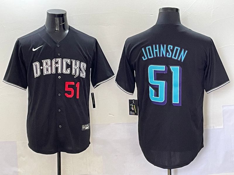 Men 2025 Arizona Diamondback #51 Johnson Black Joint Name Nike MLB Jersey style 5
